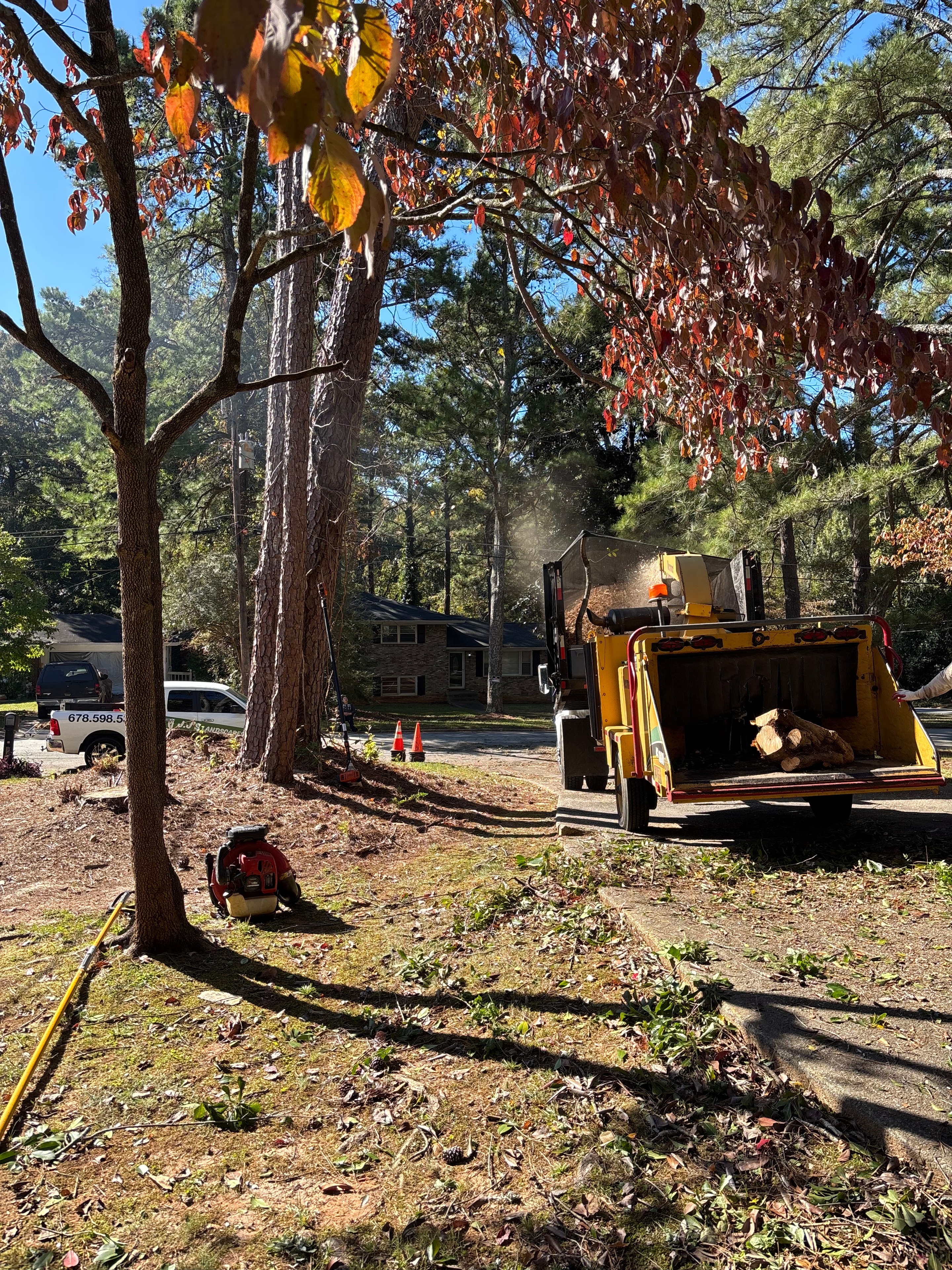 J&J's fall tree removal with chipper truck